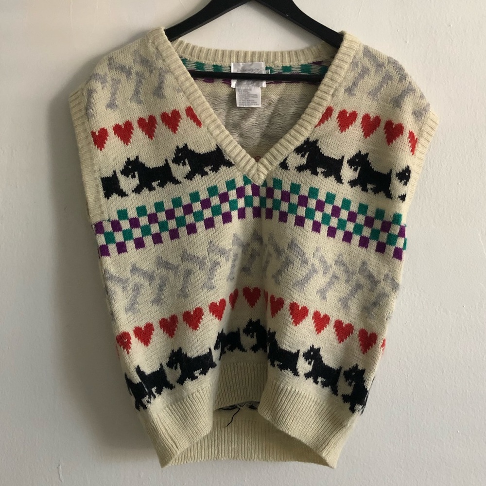 Vintage Checkered Scottish Terrier Eclectic Sweater Vest